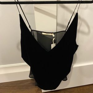 J Brand black velvet top. Size L. New with tags.
